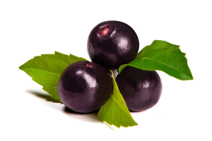 Fresh acai berry  with leaves